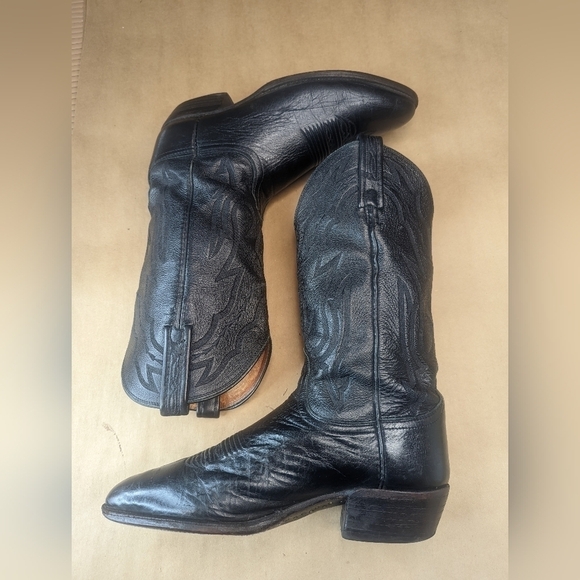 Lucchese Boots men's size 9D black leather classic Western cowboy boots. Great c - Picture 9 of 13